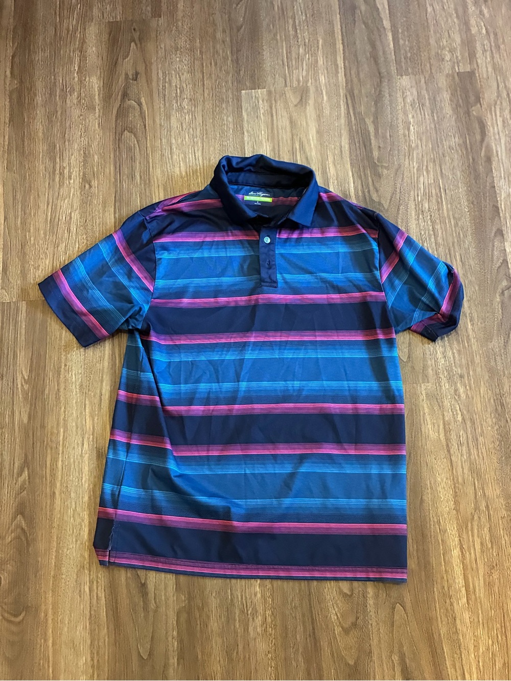 Ben Hogan Men’s Blue And Pink Striped Polo Shirt Size Small